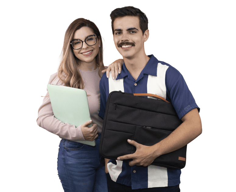 Una mujer y un hombre sonriendo