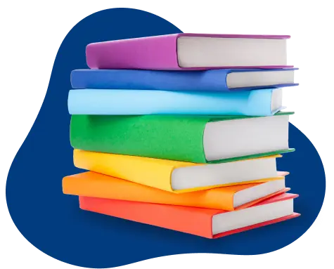 Una pila de libros de colores