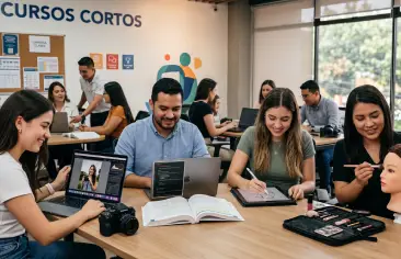 Grupo de estudiantes, de diferentes cursos cortos
